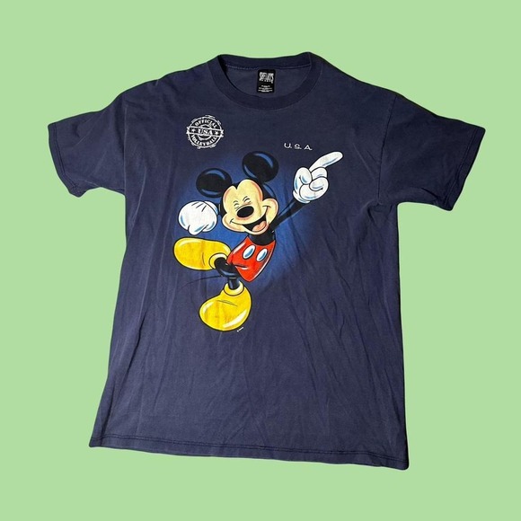 VINTAGE EARLY 2000's DISNEY MICKEY MOUSE NAVY SHERRY SHIRT SIZE XL - Picture 1 of 4